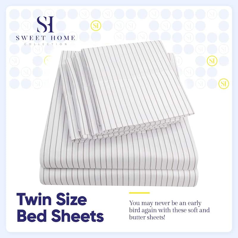 Sweet Home Collection 6 Piece Window Pane Printed Sheet Set, Deluxe Ultra Soft 1500 Series, Double Brushed Microfiber.
