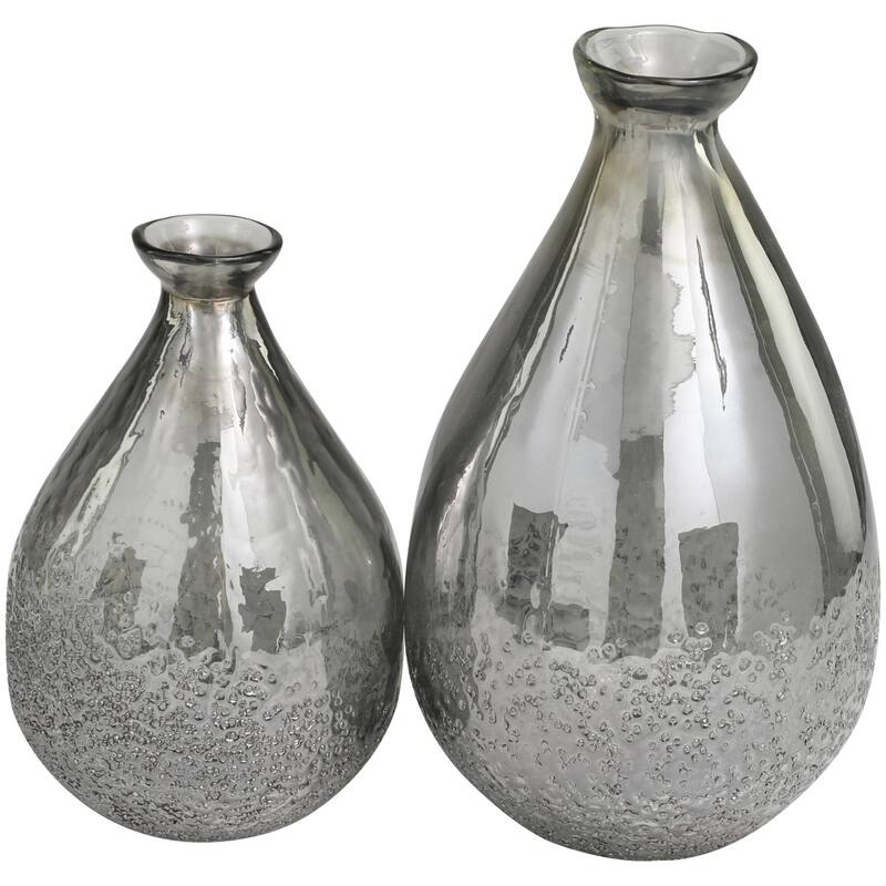 Glass Blown Teardrop Decorative Vase - Set of 2 Gold, Green, Gray - Roche River Decor - Gray