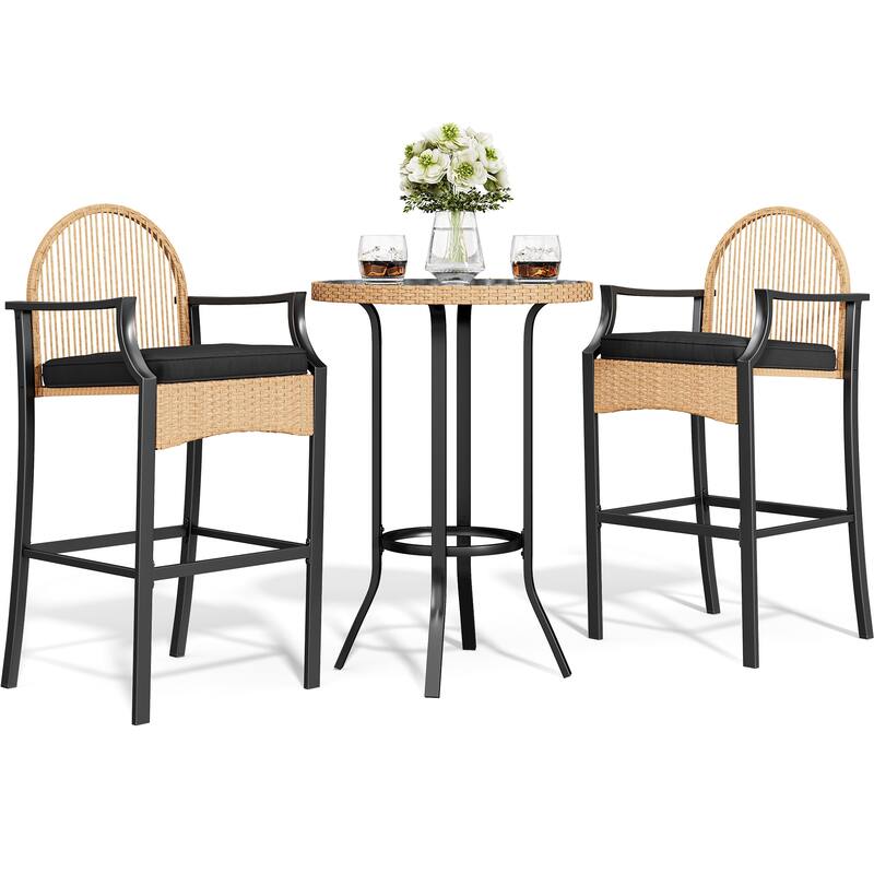 Moasis Round 2 Person Outdoor Bar Dining Set - 3 Pcs
