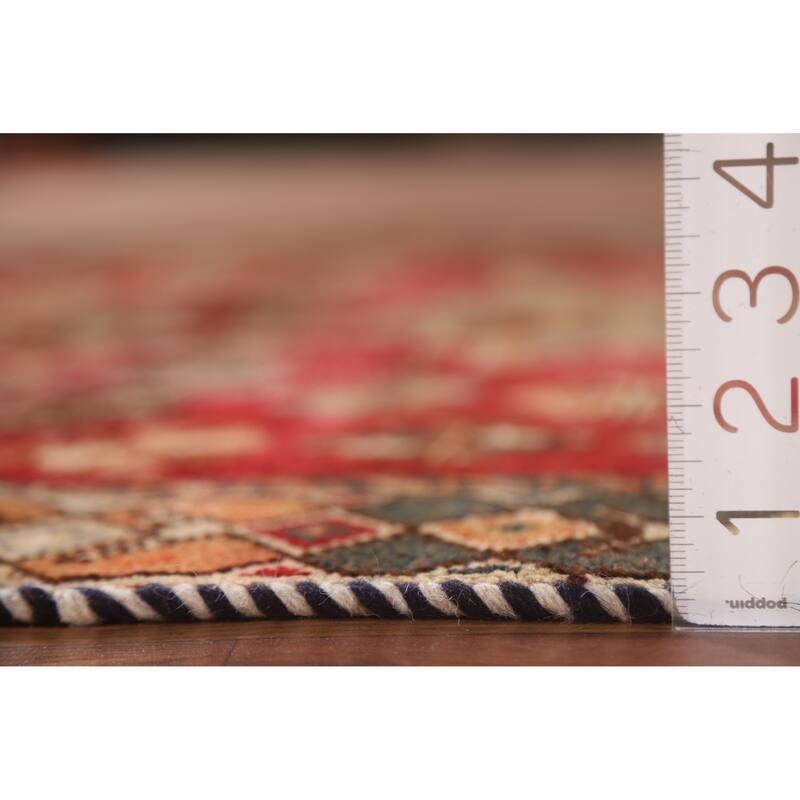 Geometric Shiraz Persian Antique Runner Rug Hand-knotted Wool Carpet - 4'4"x 8'8"