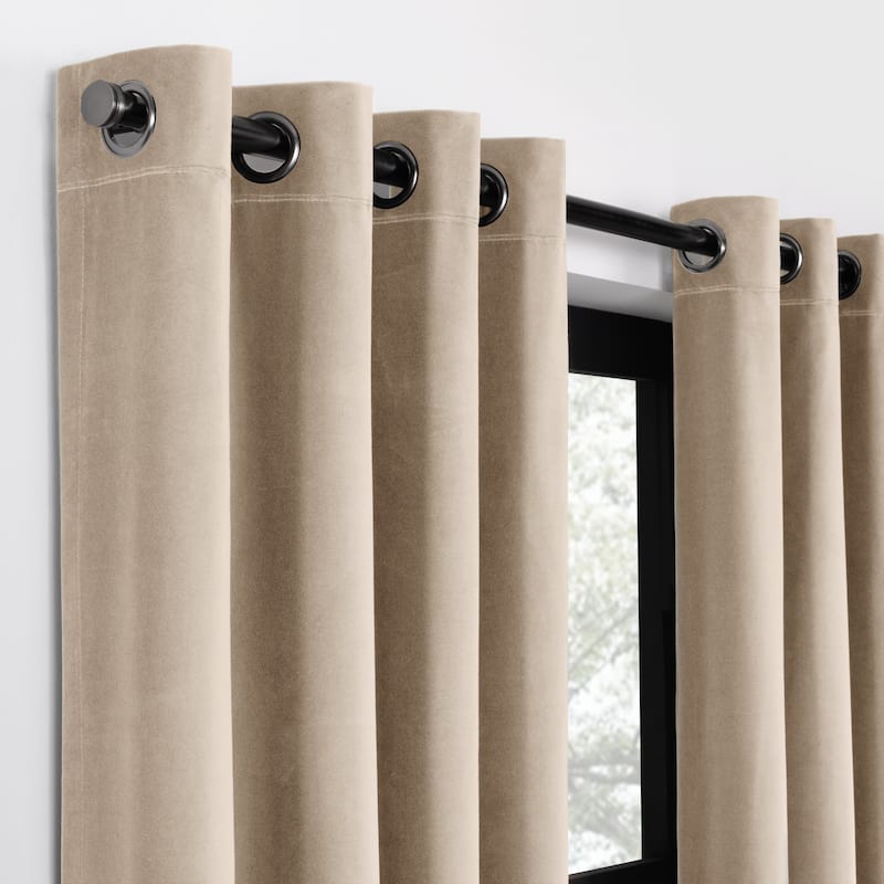 Eclipse Luxury Cotton Velvet 100% Blackout Grommet Curtain Window Panel