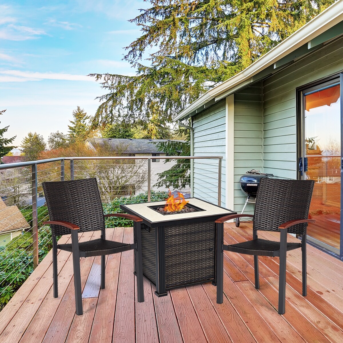 Shop Costway 3 Pcs Gas Fire Pit Chair Set 30 Propane Gas