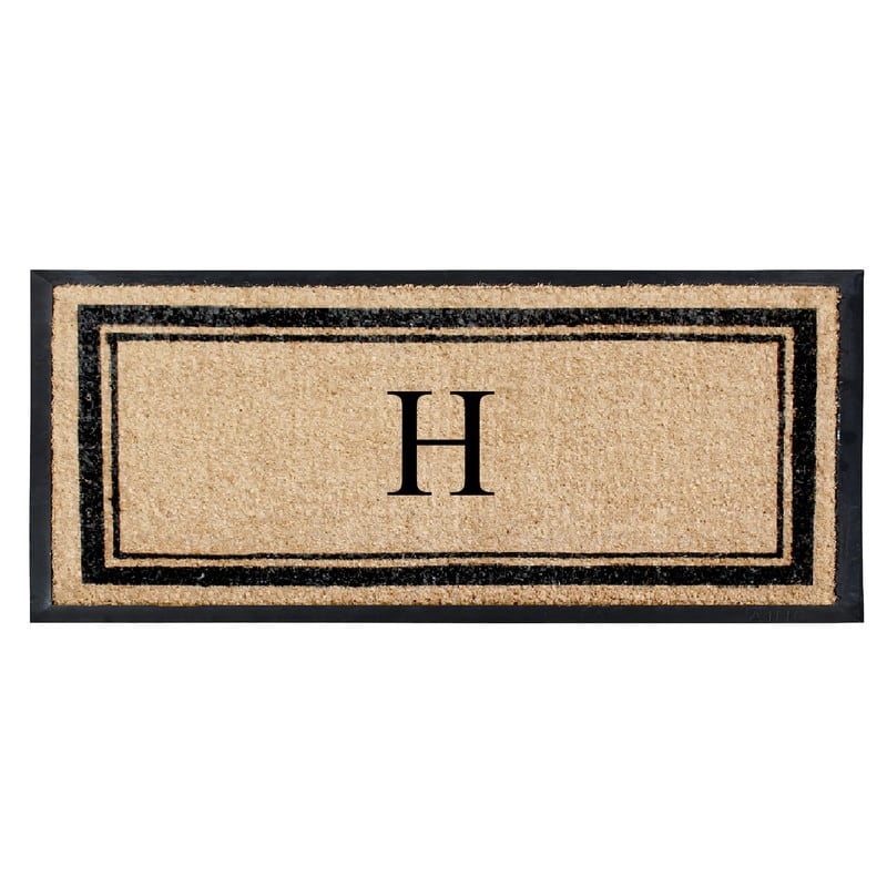 A1HC Natural Coir & Rubber Non Slip Thin Profile Front Door Large Monogrammed Door Mats 30x60 Inches - 30"x60" - H