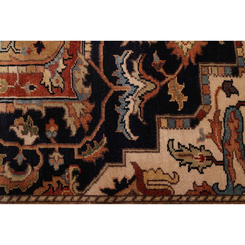 ECARPETGALLERY Hand-knotted Jules Sultane Dark Navy Wool Rug - 8'11 x 11'11