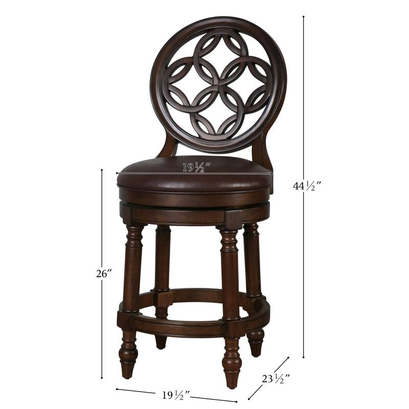Tiffany Wood Bar Stool with Back and Swivel Upholstered Seat