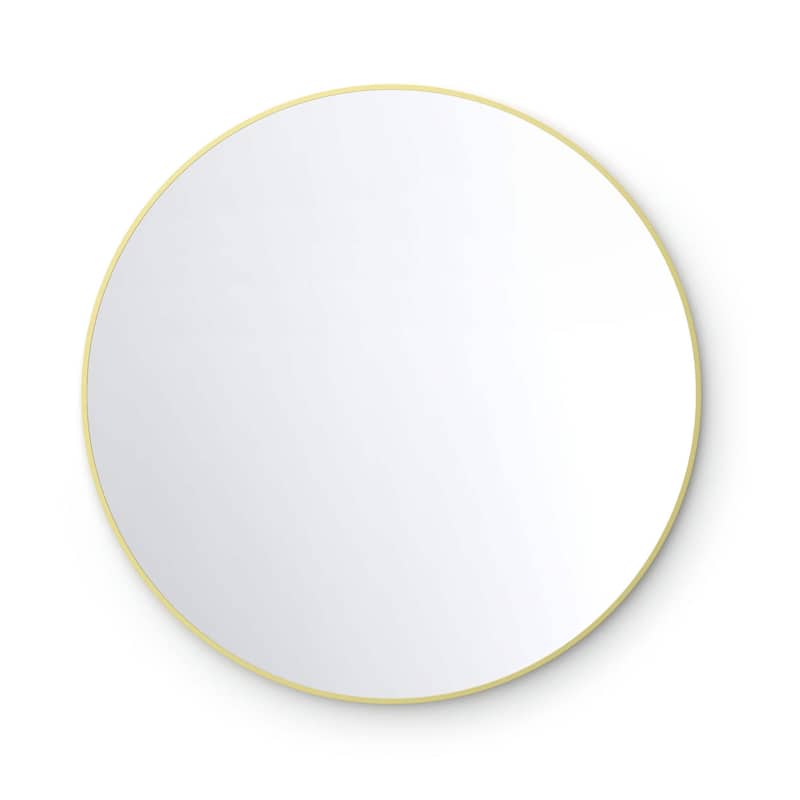 36 Inch Shatterproof Wall Mount Metal Frame Mirror - Brushed Gold