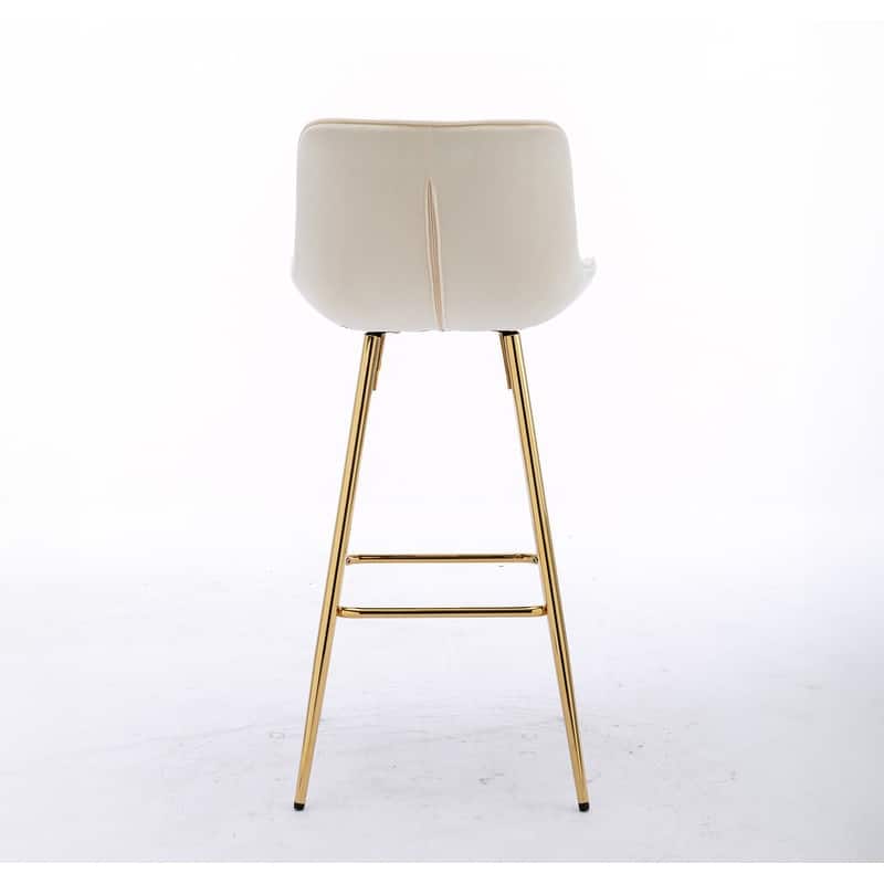 Modern Velvet Upholstered Bar Stools With Back And Footrest(Set of 2)Beige - Set of 2