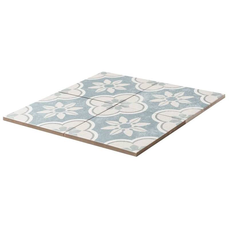 The Tile Life Oheka 6x6 Montauk Blue Matte Porcelain Patterned Floor & Wall Tile