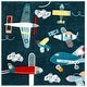 preview thumbnail 26 of 36, SAFAVIEH Carousel Kids Ardak Airplane Rug 4' Square - Navy/Ivory - Square