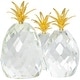 preview thumbnail 9 of 8, Clear Crystal Faceted Pineapple Fruit Decorative Sculpture with Gold Leaves (Set of 3)