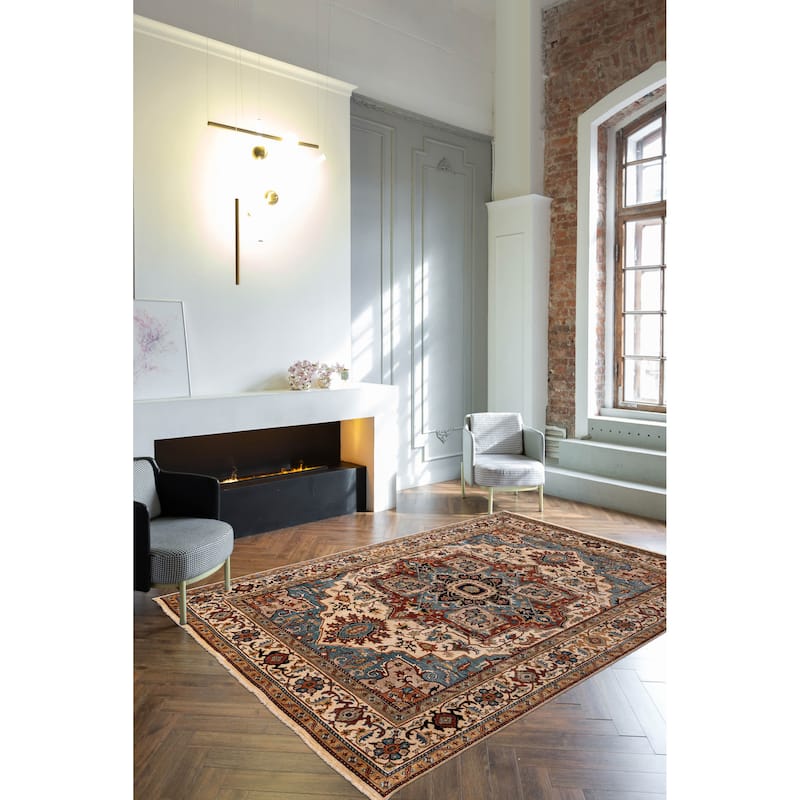 ECARPETGALLERY Hand-knotted Jules Sultane Ivory Wool Rug - 8'8 x 11'9
