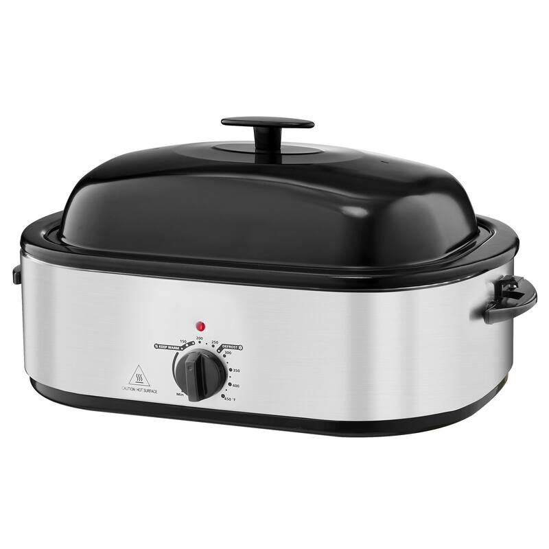 Black-Silver 20QT Electric Roaster Oven with Self-Basting Lid 1450W - 23.31 x 15.67 x 12.01 inch