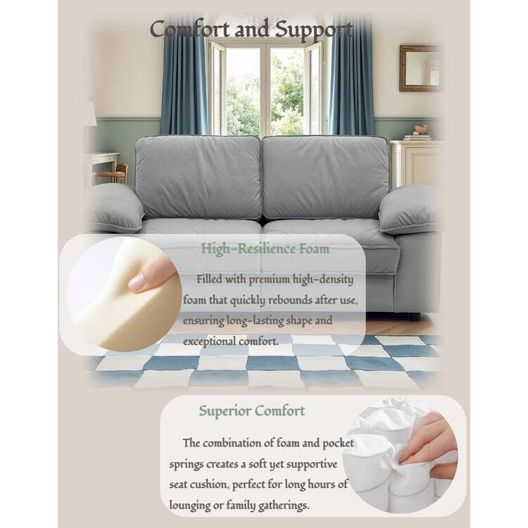 79" Loveseat Sofa Couch with Under-Seat Storage, Elegant 2-Seater Settee with Pillow Top Armrests for Living Room