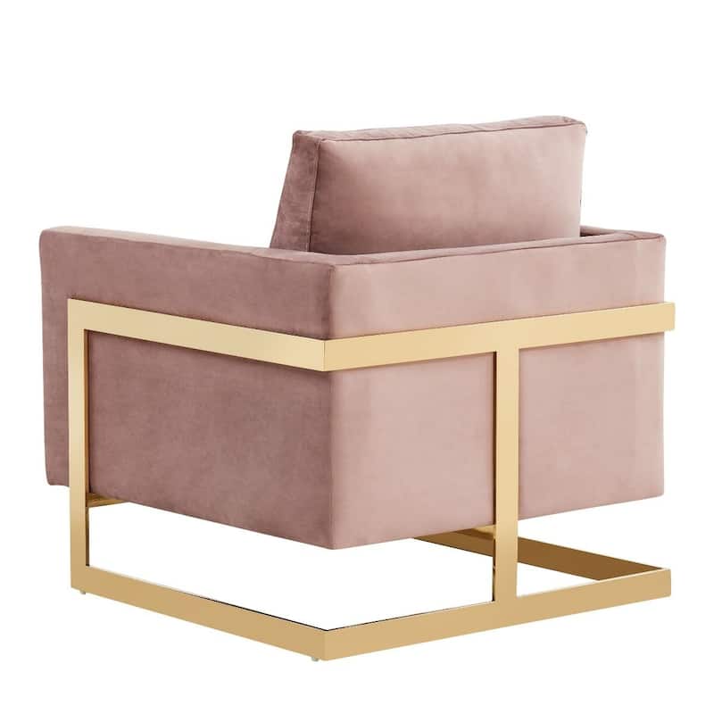 Lincoln Modern Velvet Upholstered Accent Designer Lounge Chair with Gold Frame for Living Room, Bedroom and Home Office - 34"