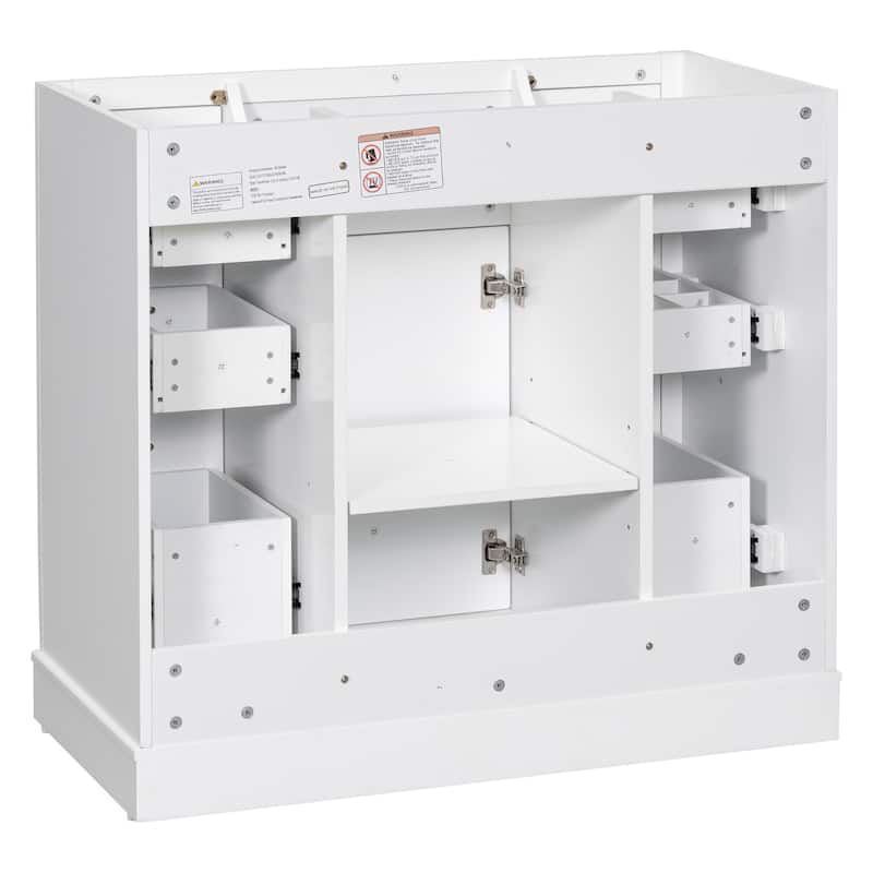 GDFStudio - Avalon 36-Inch Bathroom Vanity Cabinet Base Only, One Cabinet, Solid Wood & MDF Board, Painted Finish