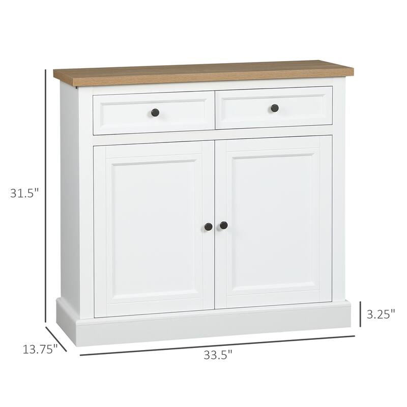 Wood Buffet Cabinet with 2 Drawers and Double Door