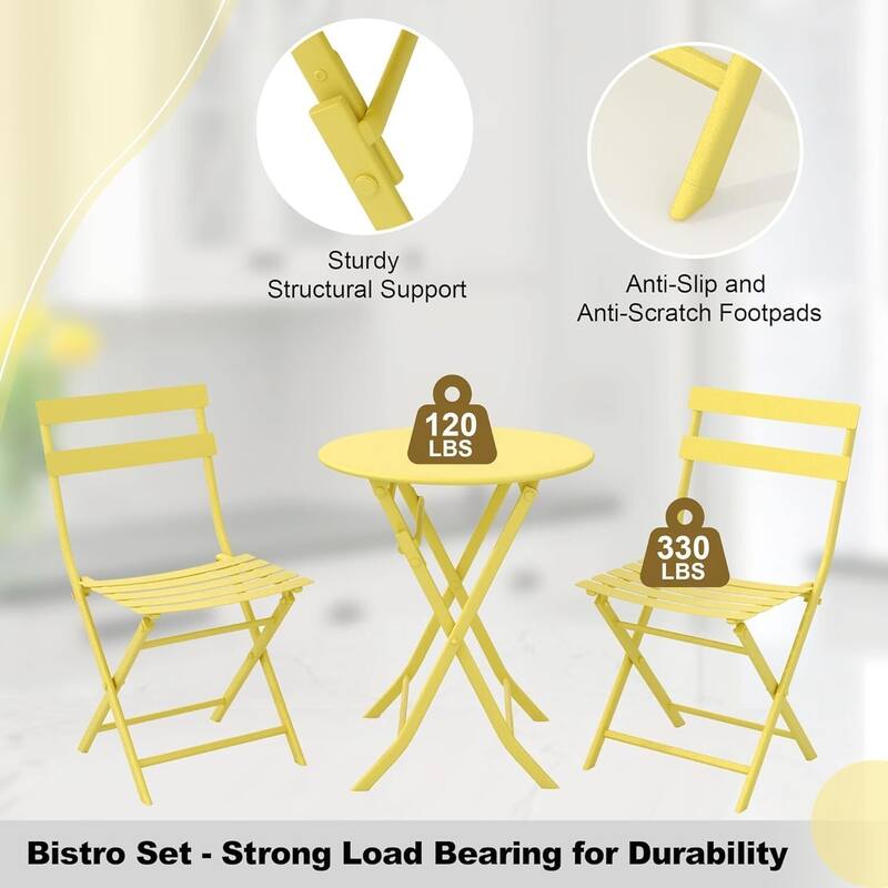 Outdoor Patio Foldable Bistro Set for Bar Garden Backyard