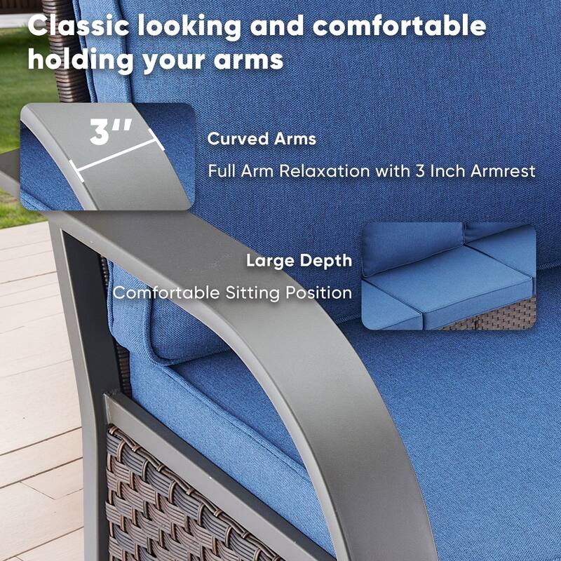 Pocassy Outdoor Sofa PE Wicker Furniture Set