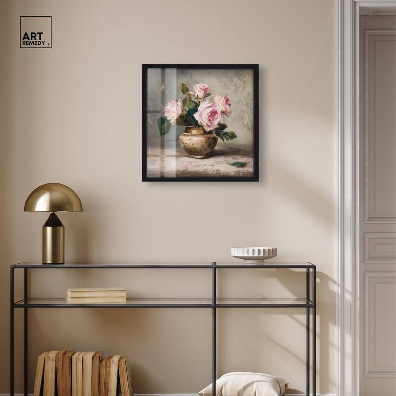 Pink Petals and Brass Shadowbox by Art Remedy