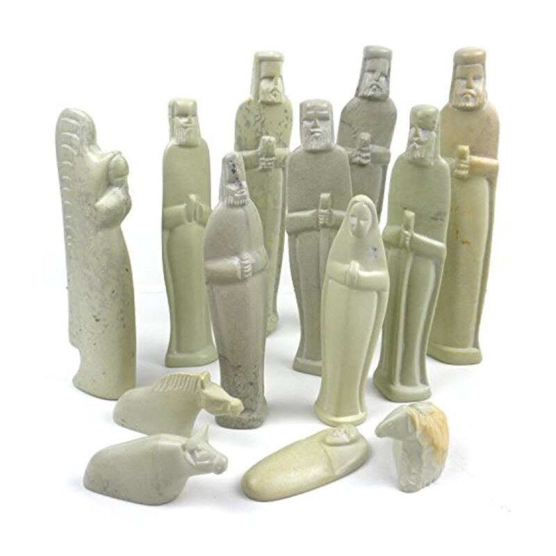 Handmade 6-inch Soapstone Nativity Set (Kenya) - Off-White - Stone