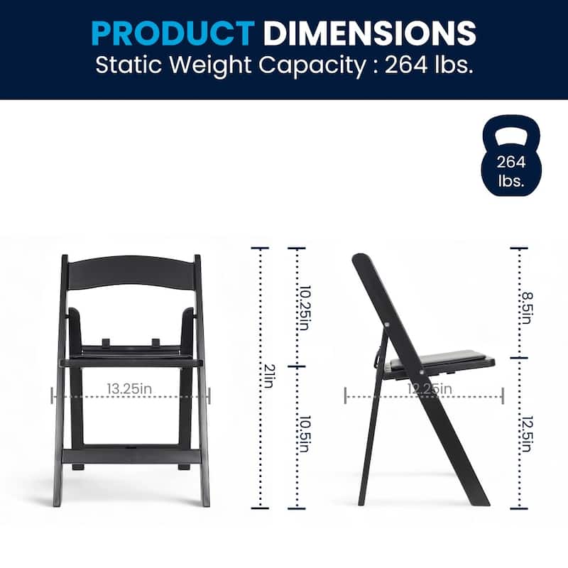 Kids Resin Folding Chair with Vinyl Padded Seat - 12.25"D x 13.25"W x 21"H