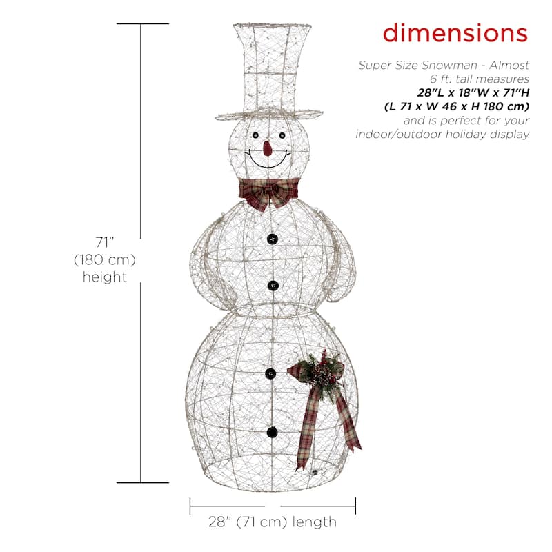 Alpine Corporation Gold Wire Holiday Décor Snowman with Warm White LED Lights