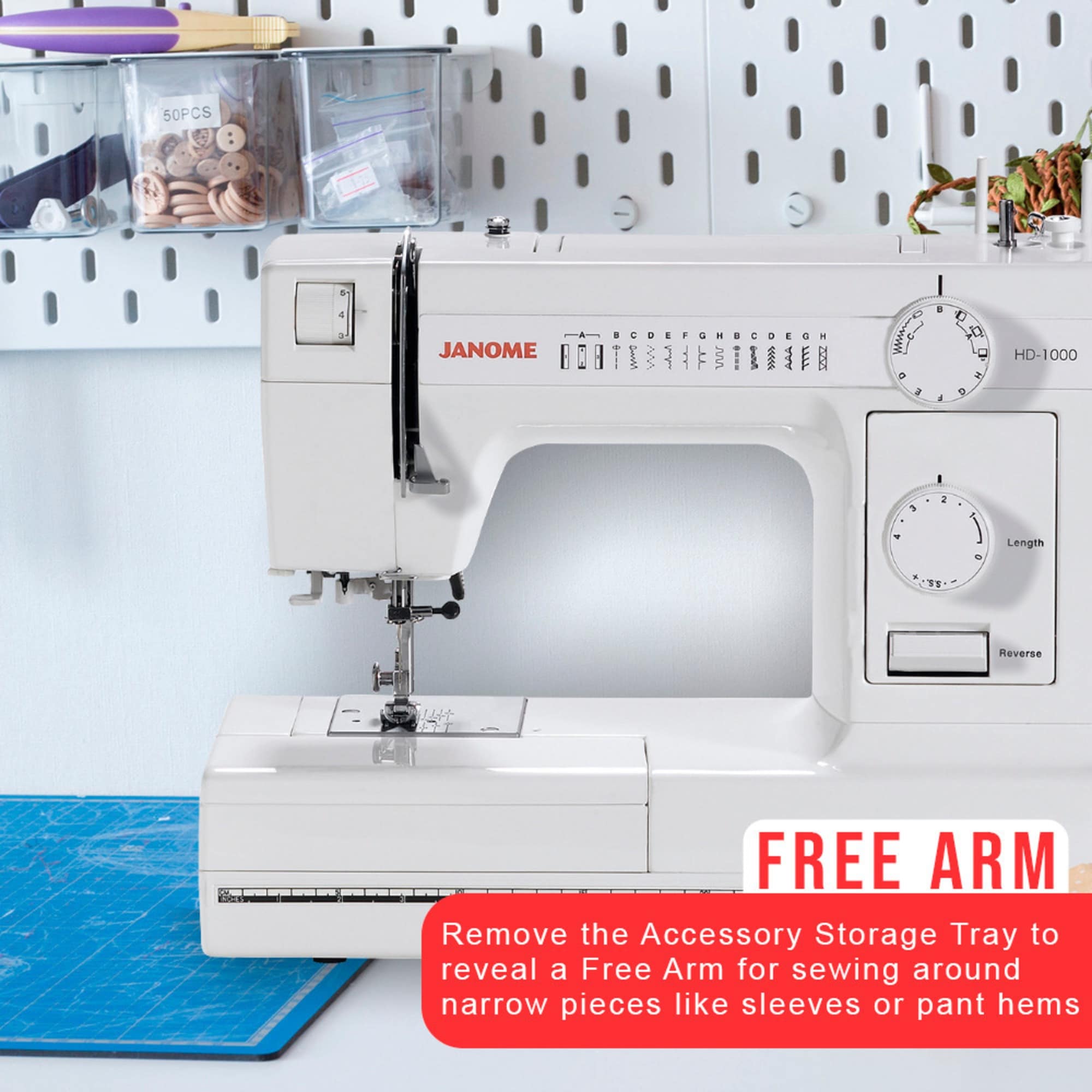 Janome HD1000 Heavy-Duty Sewing Machine with 14 Built-In Stitches 