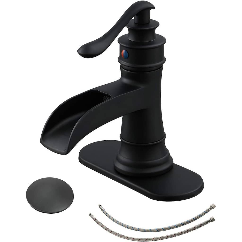 Vibrantbath Waterfall Bathroom Sink Faucets with Overflow Drain