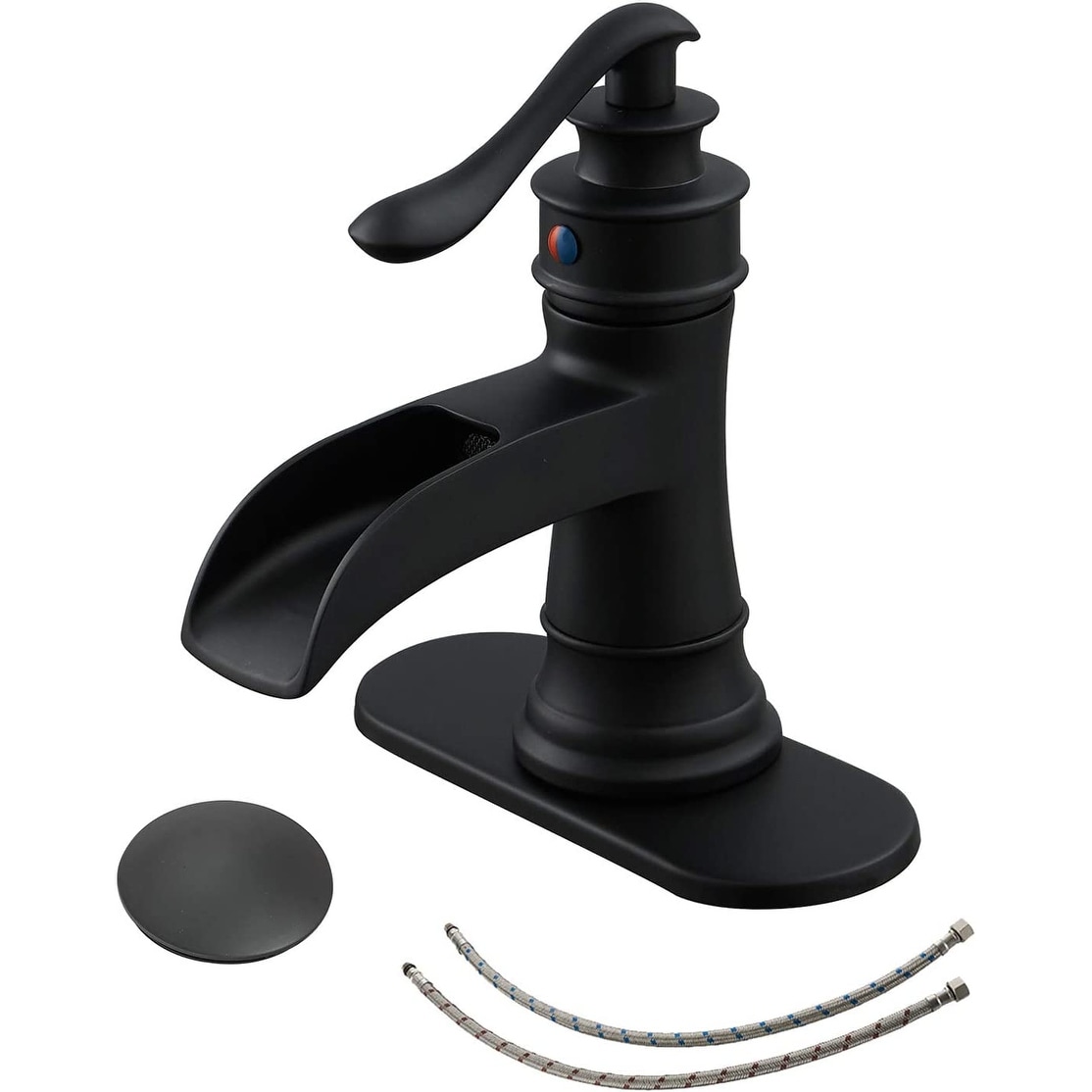 Vibrantbath Waterfall Bathroom Sink Faucets with Overflow Drain