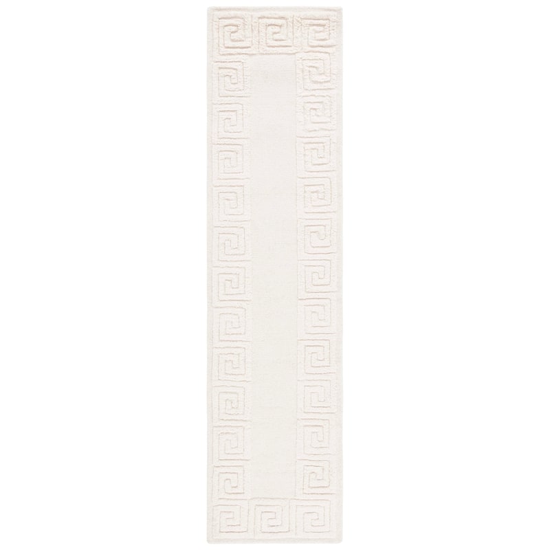 SAFAVIEH Handmade Metro Dream Greek Key Border Wool Rug - 2'3" x 9' Runner - Ivory