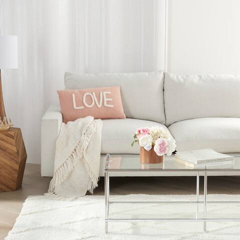 Mina Victory Life Styles Text Words Textured Love Throw Pillow 12" x 21"