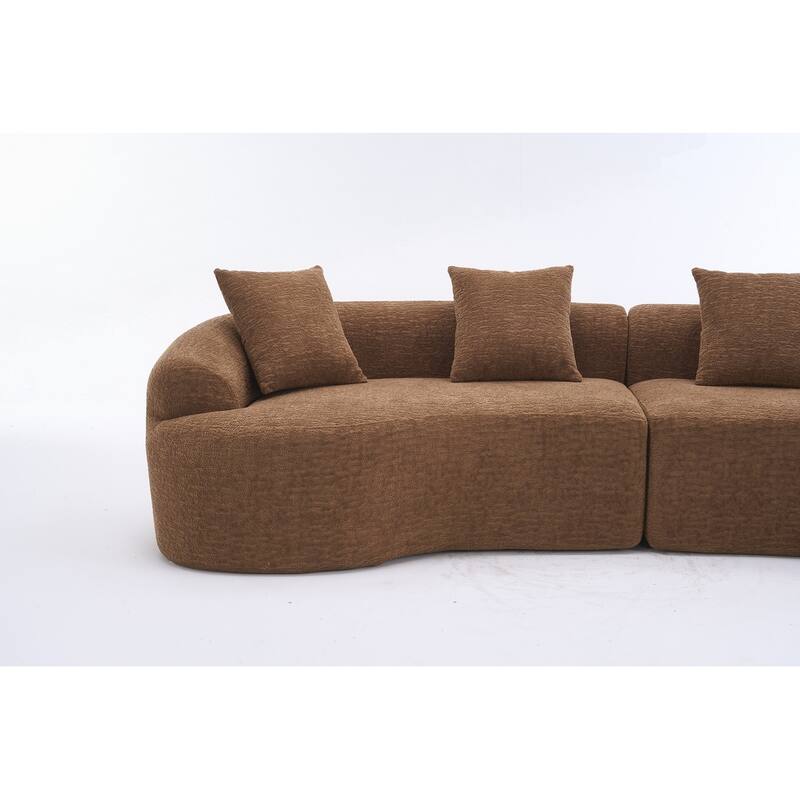 Curved Loveseat White Full Compression Sponge Sofa