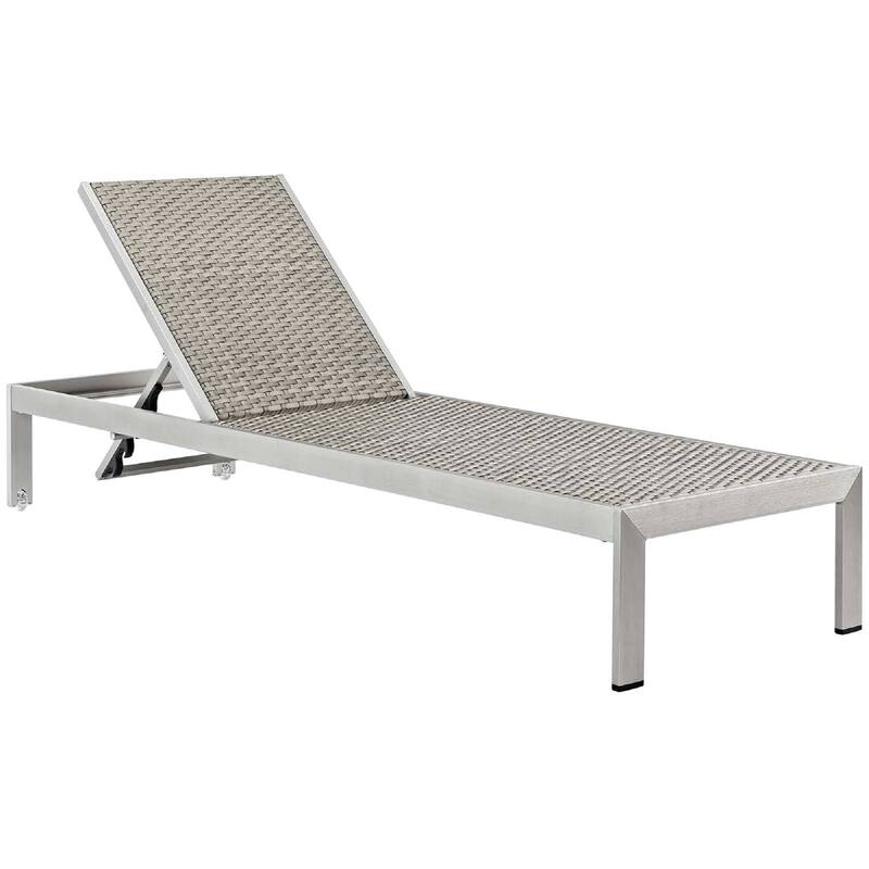 Modway Shore Patio Aluminum Outdoor Chaise, Silver Turquoise