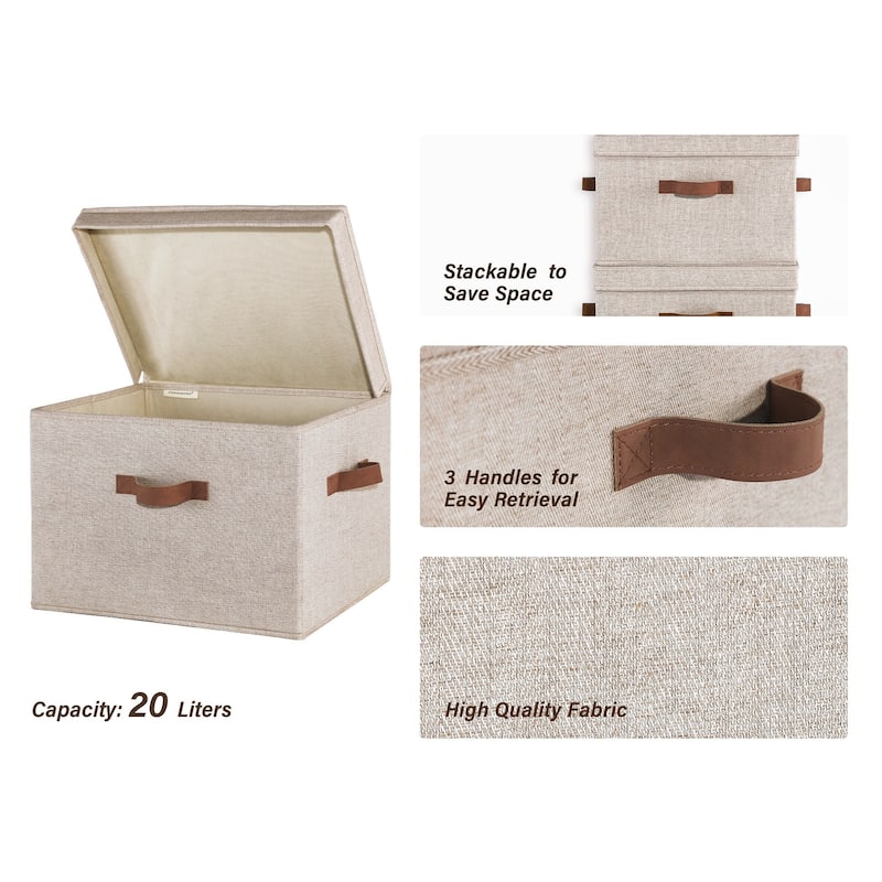 2-Pack Closet Storage Bin with Lid and Handle, Large Fabric Storage Box for Clothes, Towels, Toys, Shoes