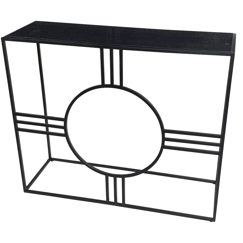 Console Table with Marble Top - 36.5" - Black