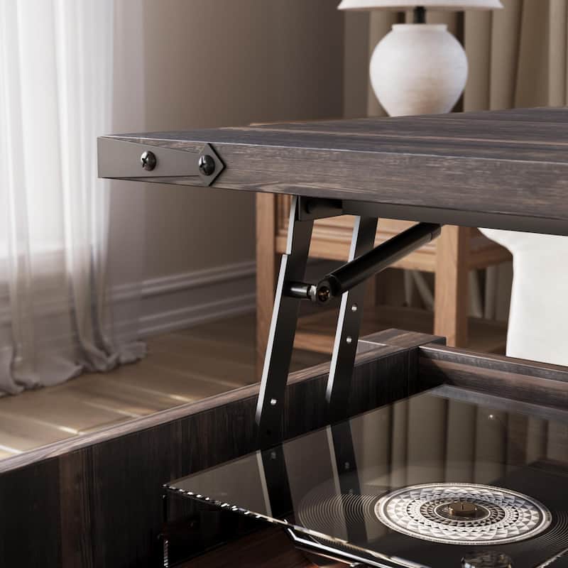 Farmhouse lift-top Coffee Table, Hidden Storage, Rustic Center Table