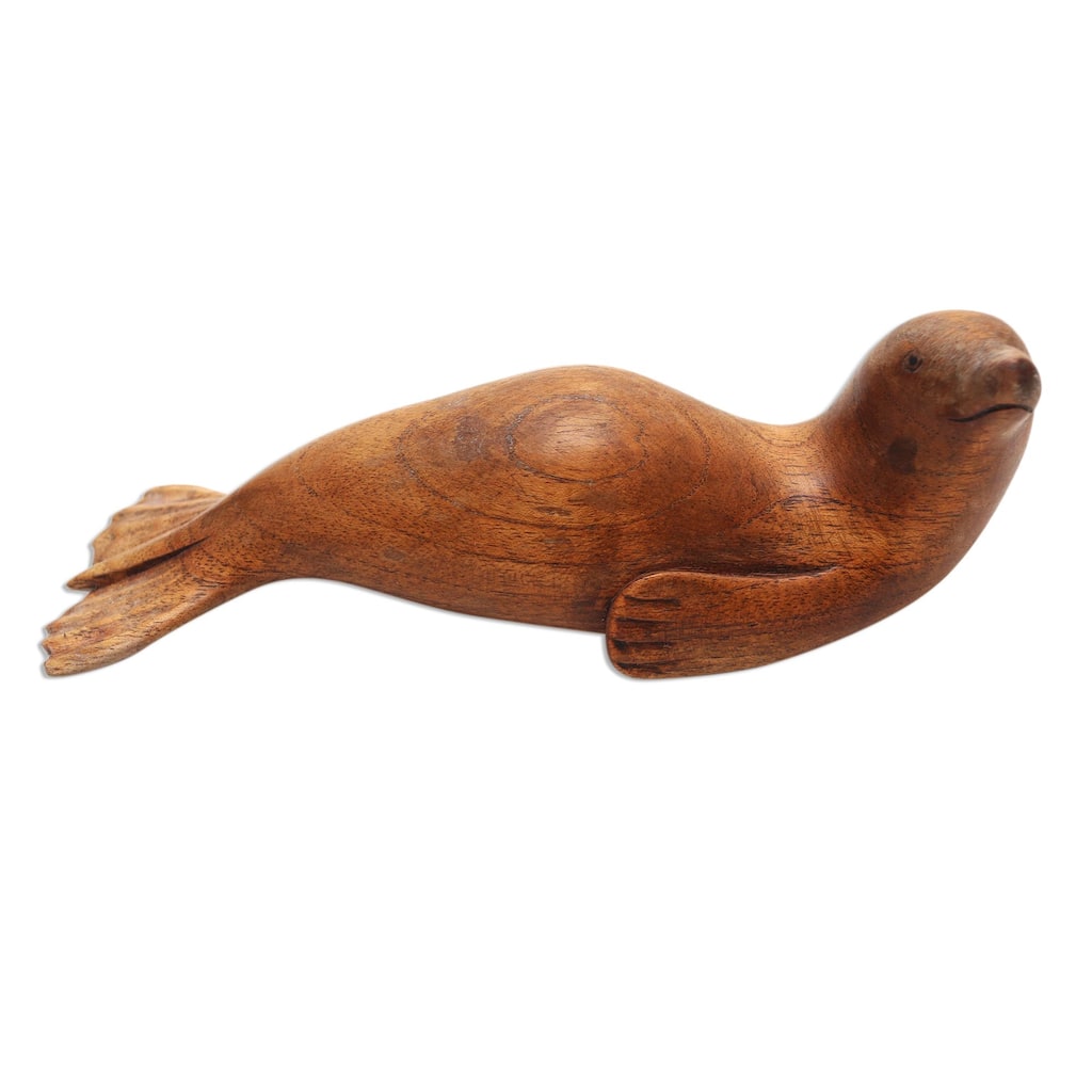 Novica Handmade Dugong Friend Wood Statuette