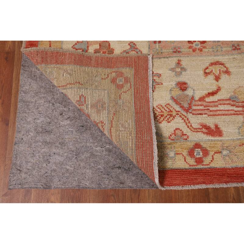 Orange Turkish Oushak Vegetable Dye Area Rug Handmade Wool Carpet - 9'4"x 12'1"