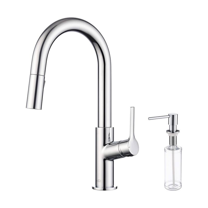 Fusion Single Handle Pull Down Kitchen & Bar Sink Faucet with Soap Dispenser - Chrome