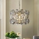 preview thumbnail 1 of 7, 4-Light Glam Silver Leaf Drum Chandelier with Hexagonal Glass Accents - W:16.4"
