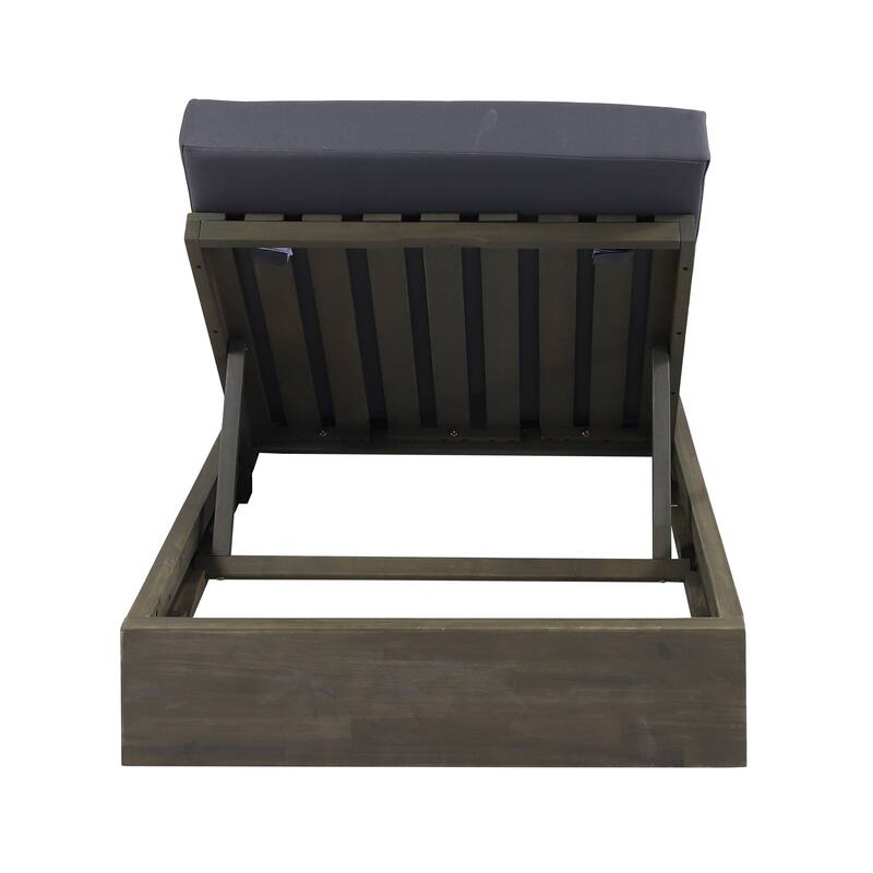 Ian Outdoor Acacia Wood Chaise Lounge with Cushion by Christopher Knight Home