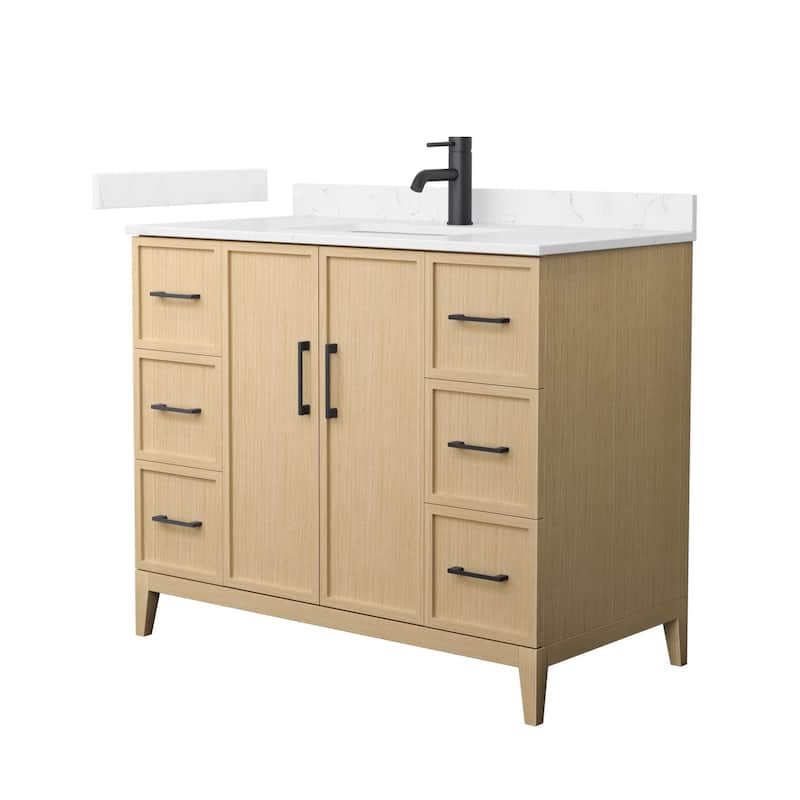 Wyndham Collection WCH717142S-VCA-UNSMXX Elan 42" Free Standing Single - White Oak / Carrara Cultured Marble Top / Matte - Oak Finish