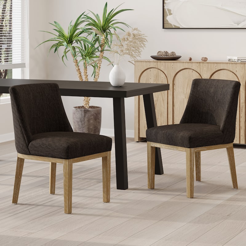 Fabric Upholstered Dining Chair, Beige Finish Dining Chairs Set of 2