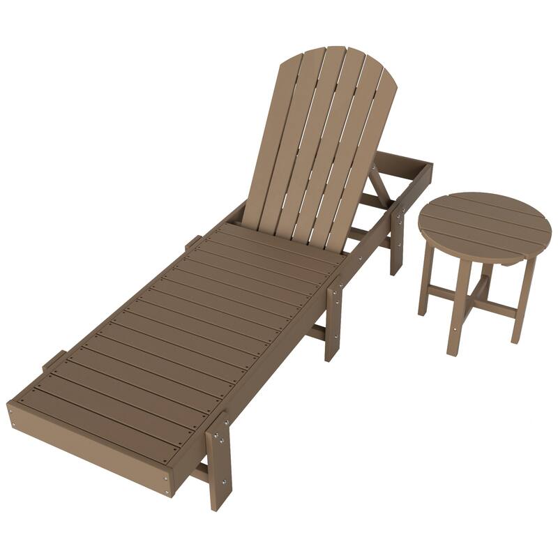 Polytrends Altura Poly Eco-Friendly All Weather Reclining Chaise Lounge with Arms & Side Table (2 Piece Set)