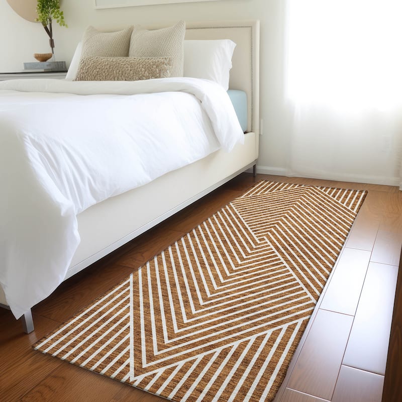 Premium Washable Super Soft Modern Geo Mayfield Rug - Terracotta - 2'3" x 7'6"