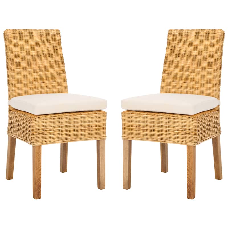 SAFAVIEH Bobbi Side Chair with Cushion - 20" W x 24" D x 39" H - 20"W x 24"D x 39"H - White/Natural