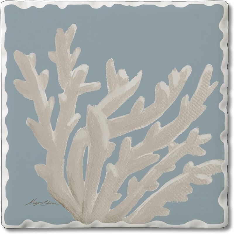 Absorbent Stone Tumbled Tile Coasters, Coral Reefs, Set of 4 - Multi