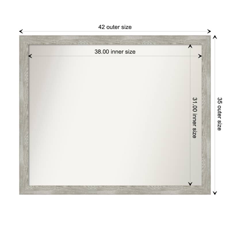 Dove Greywash Narrow Framed Non-Beveled Custom Wall Mirror, Bathroom Vanity Mirror - Outer Size: 41.5 x 34.5