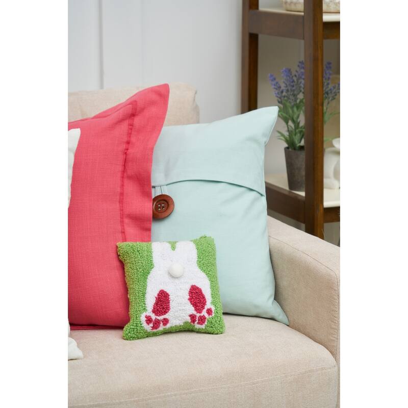 8" x 8" Bunny Bum Hooked Pillow