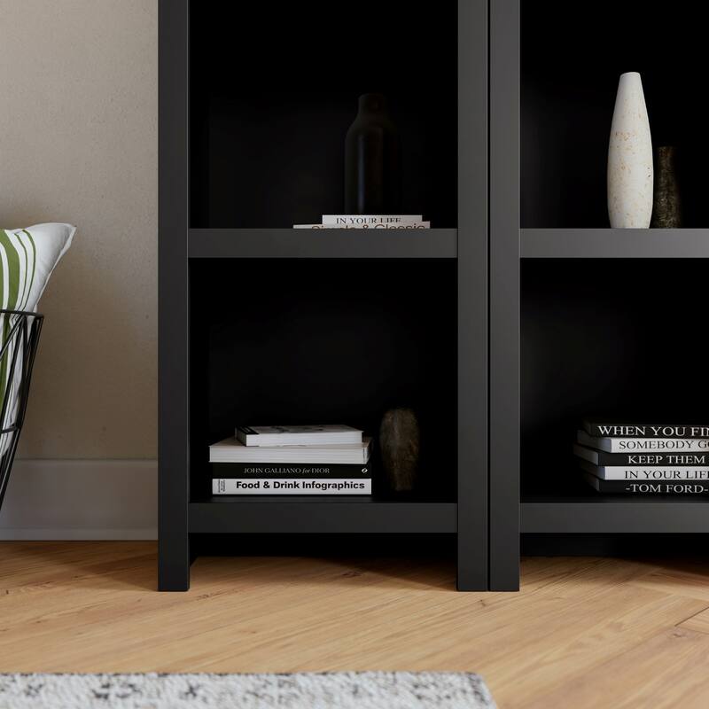 Prepac Moda 80" H 5-Tier Narrow Bookcase, Modern Storage Accent Bookshelf with 3 Adjustable Shelves for Home Office, Living Room